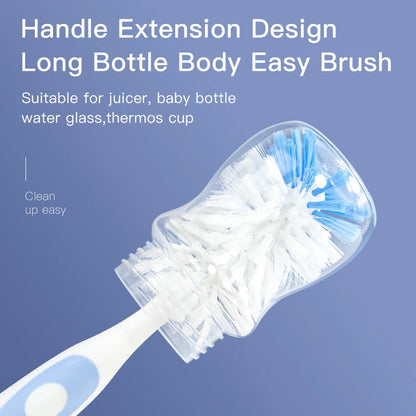 Duo Clean: 2-in-1 Mother-Child Nylon Baby Bottle Cleaning Brush Set with Suction Stand - Effortless Feeding Clean Tool.