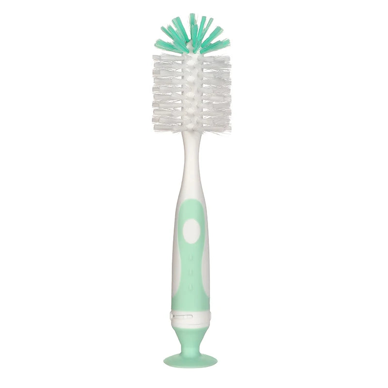 Duo Clean: 2-in-1 Mother-Child Nylon Baby Bottle Cleaning Brush Set with Suction Stand - Effortless Feeding Clean Tool.